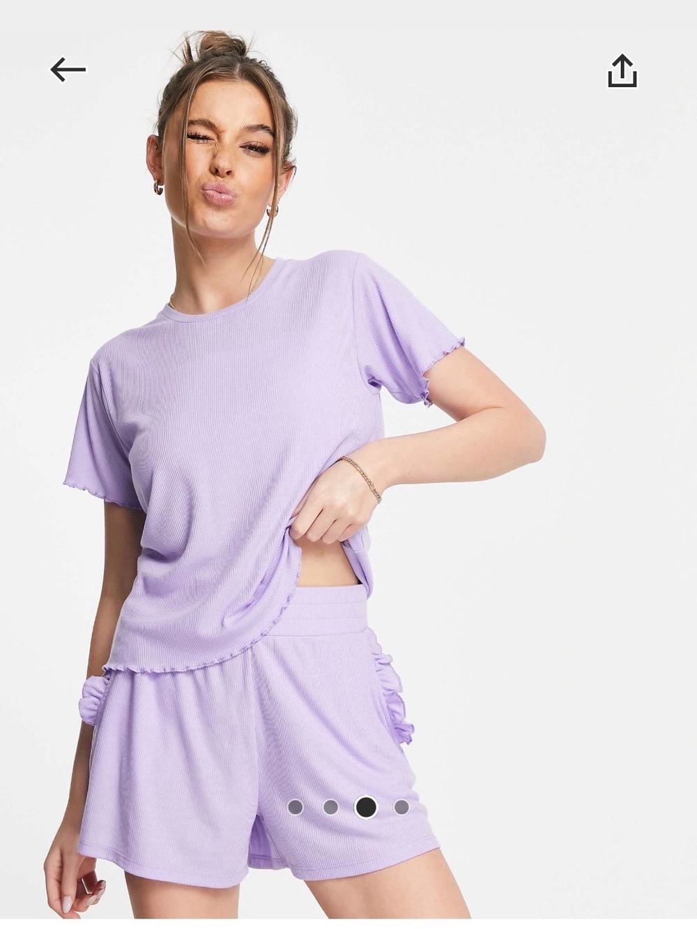 Chelsea Peers Purple Lettuce Hem Pajama Set XL